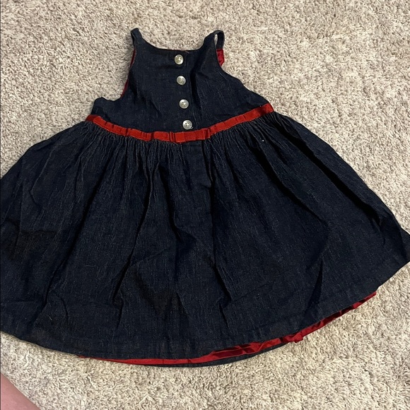 GAP Baby Denim Jumper Christmas 2003 Dress with Red Silky Lining12-18 months - Picture 5 of 14